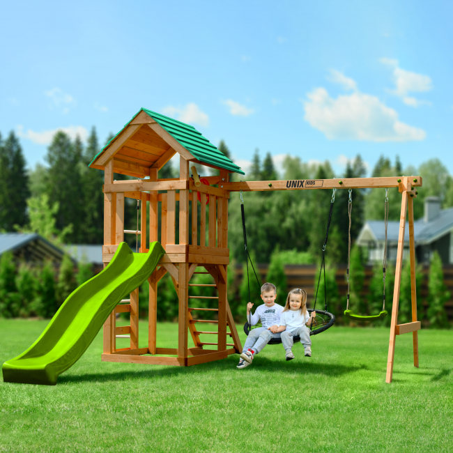 Детский игровой комплекс UNIX Kids (6 in 1) Light Green Детский игровой комплекс UNIX Kids (6 in 1) Light Green
