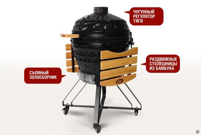 Керамический гриль-барбекю Start Grill 24 дюйма (черный) (61 см) Керамический гриль-барбекю Start Grill 24 дюйма (черный) (61 см)