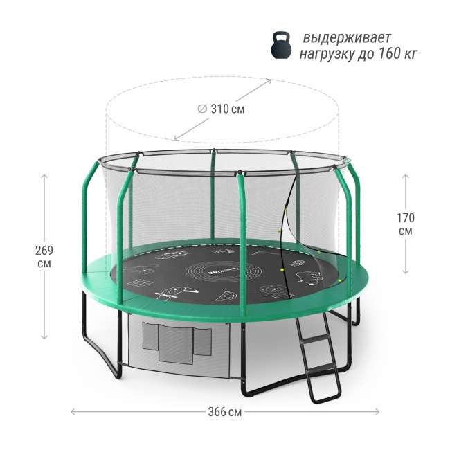 Батут UNIX line SUPREME GAME 12 ft Green