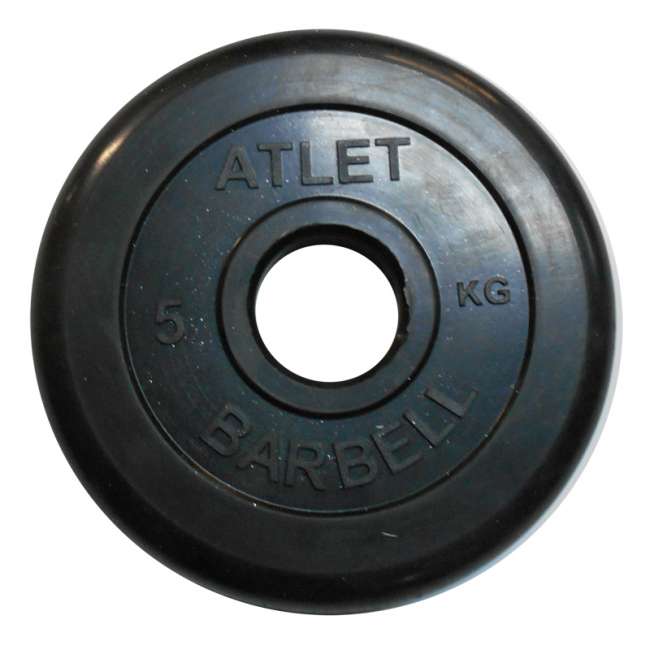 Диски обрезиненные Barbell Atlet 31 мм черные, вес от 1,25 до 25 кг в ассортименте
