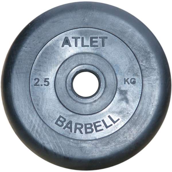 Диски обрезиненные Barbell Atlet 51 мм черные, вес от 1,25 до 25 кг в ассортименте Диски обрезиненные Barbell Atlet 51 мм черные, вес от 1,25 до 25 кг в ассортименте