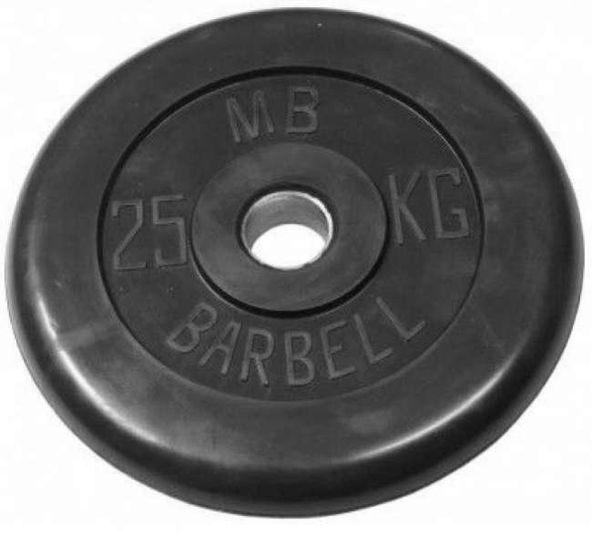 Диски обрезиненные Barbell 31 мм черные, вес от 1,25 до 25 кг в ассортименте