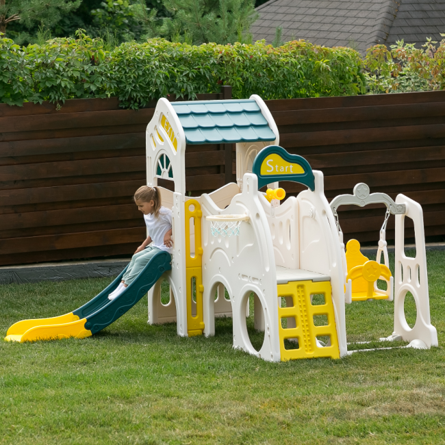 Игровой комплекс UNIX Kids Playhouse с горкой и качелями Игровой комплекс UNIX Kids Playhouse с горкой и качелями