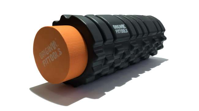 Цилиндр массажный Original FitTools 33 x 14 см черный двойной FT-DOUBLE-ROLL
