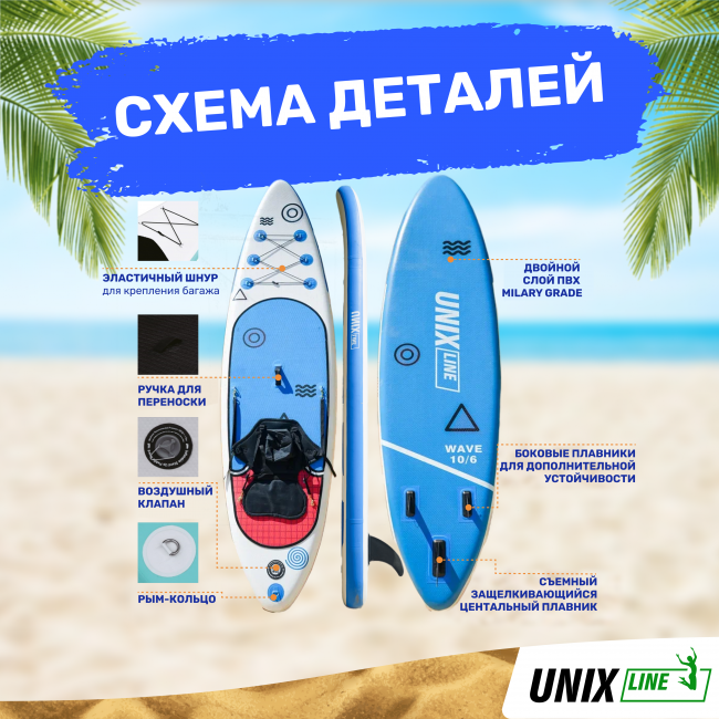 SUP-борд UNIX Line Deep Sea (320 cm) + сиденье SUP-борд UNIX Line Deep Sea (320 cm) + сиденье