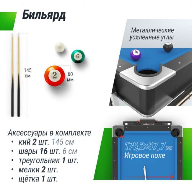 Игровой стол трансформер UNIX Line 4 в 1 (204х112 cм) Black Игровой стол трансформер UNIX Line 4 в 1 (204х112 cм) Black