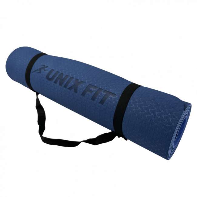 Коврик для йоги и фитнеса UNIX Fit двусторонний, 180 х 61 х 0,8 см, двуцветный, голубой Коврик для йоги и фитнеса UNIX Fit двусторонний, 180 х 61 х 0,8 см, двуцветный, голубой
