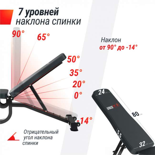 Скамья силовая регулируемая UNIX Fit BENCH 200R Скамья силовая регулируемая UNIX Fit BENCH 200R