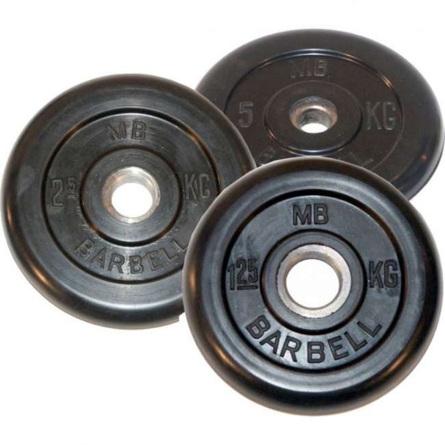 Диски обрезиненные Barbell 26 мм черные, вес от 1,25 до 25 кг в ассортименте Диски обрезиненные Barbell 26 мм черные, вес от 1,25 до 25 кг в ассортименте