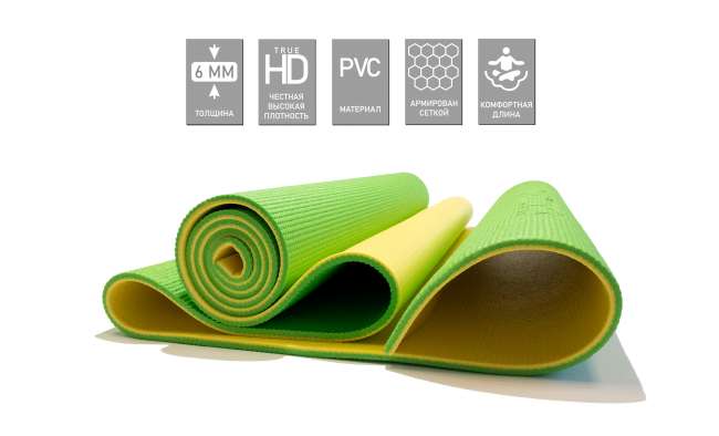 Коврик для фитнеса Original FitTools Banana Lime 6 мм